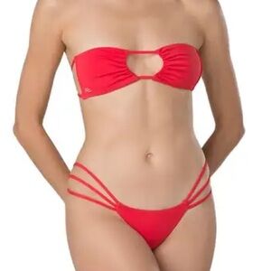 •ANGELYS BALEK String Bandeau Cutout and 3 String Brazilian Bottom bikini set